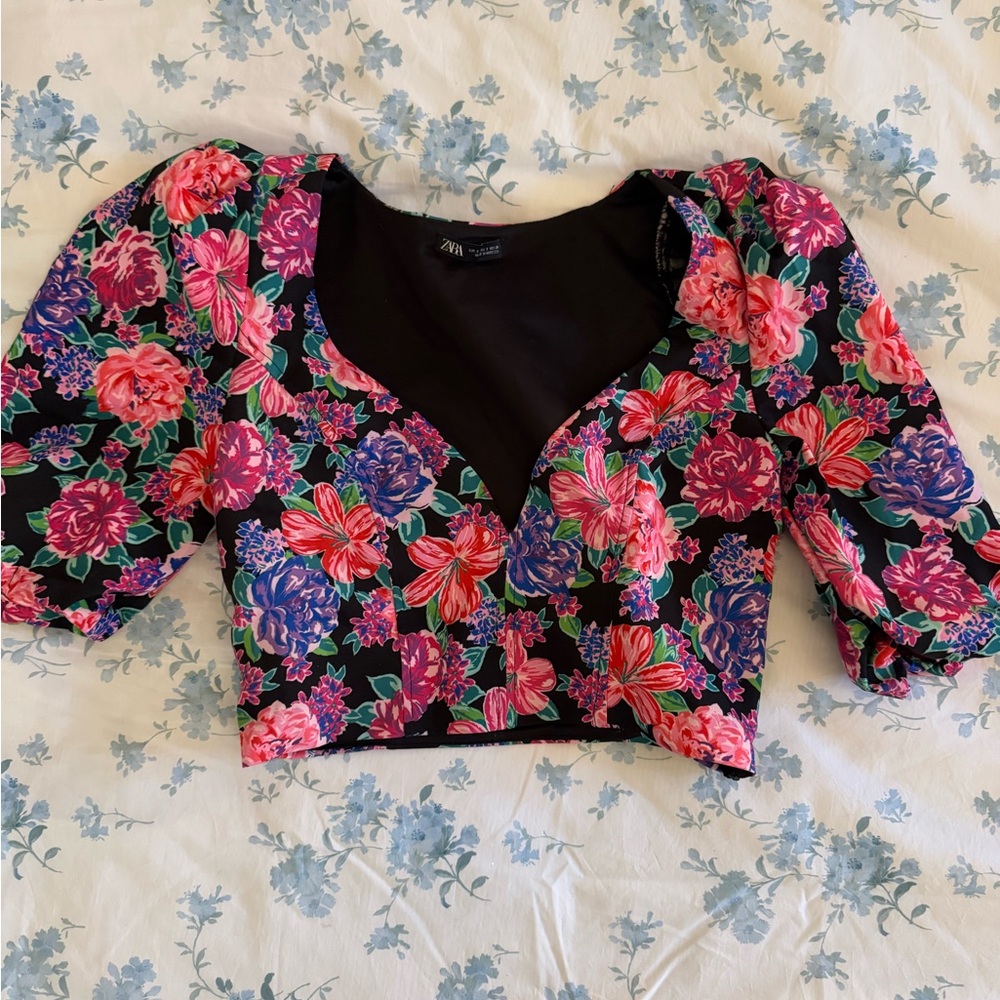 Zara Vibrant Floral Crop Top